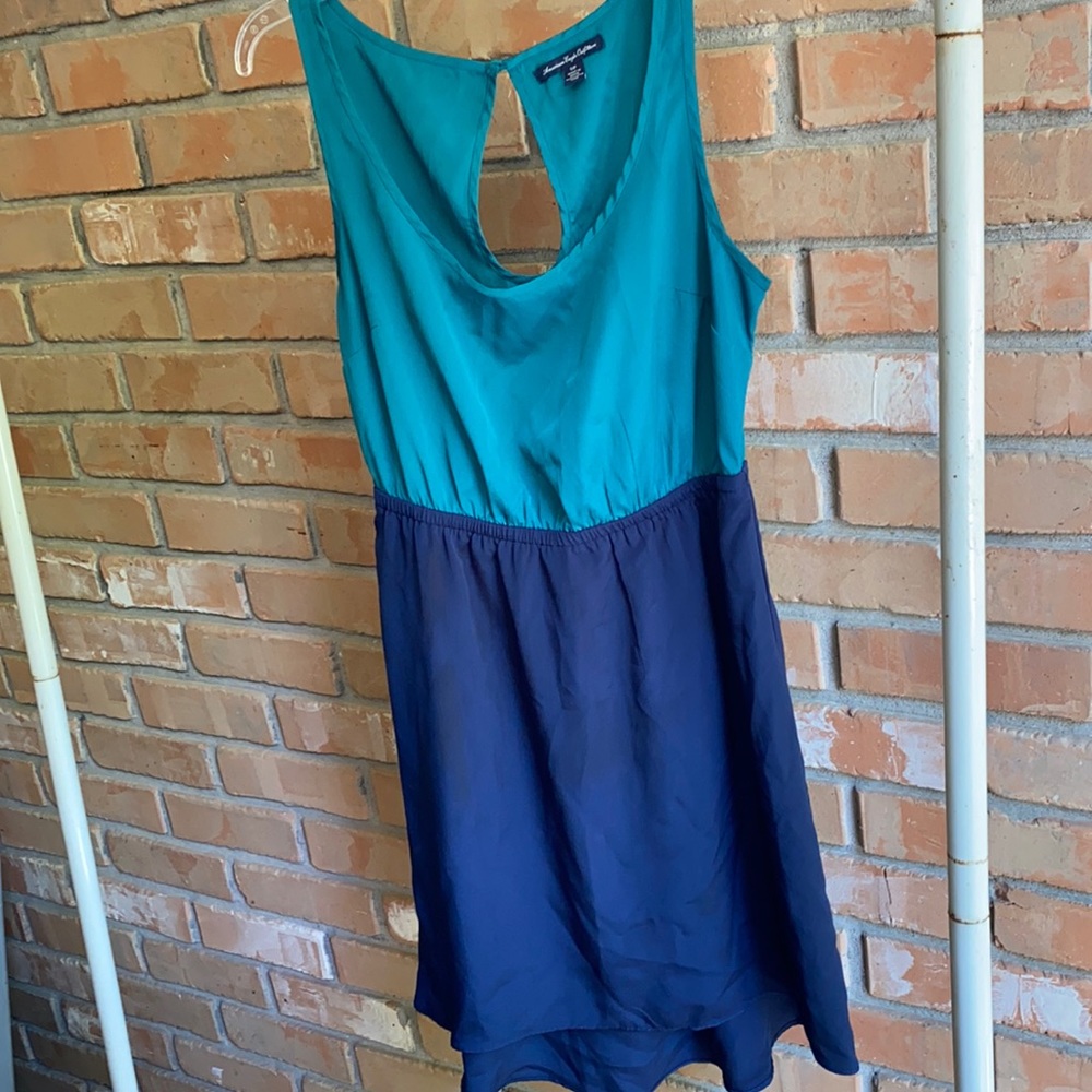 American Eagle Teal & Navy High-Low Dress - Small